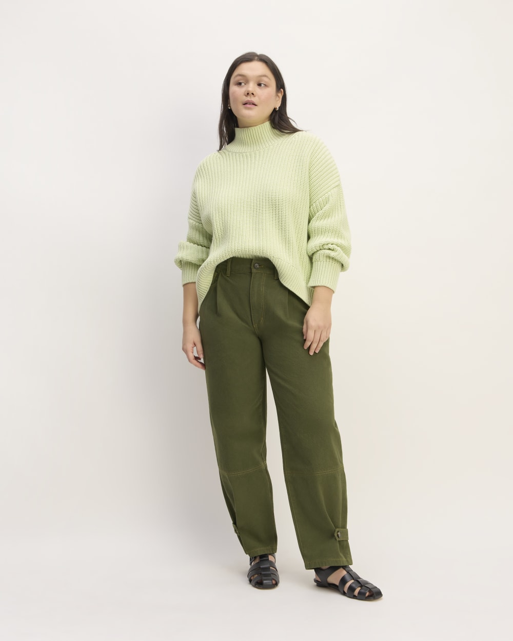 The Everlane X Marques' Almeida Canvas Oversized Barrel Pant | Deep Moss Green