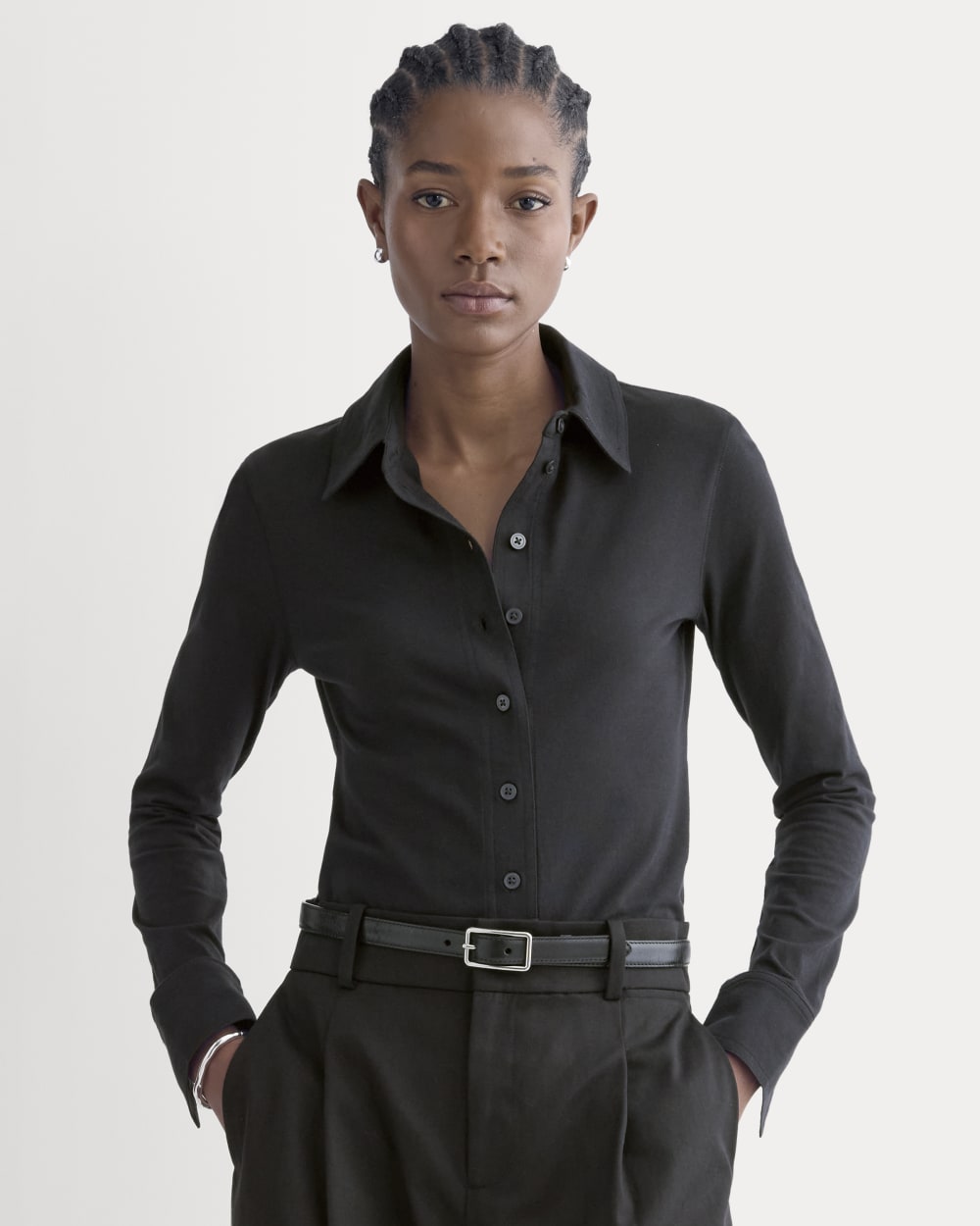 Button-Up Shirt In Essential Cotton | Black