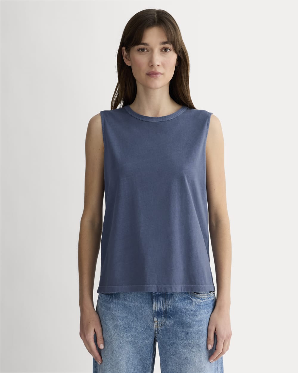 The Boyfriend Tank In Essential Cotton | Navy