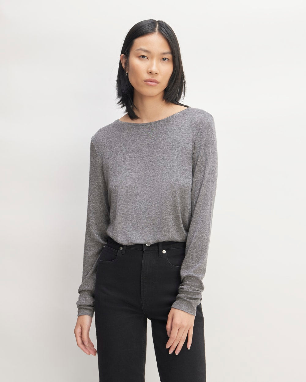 The Long-Sleeve Tee In Butterluxe | Heather Charcoal