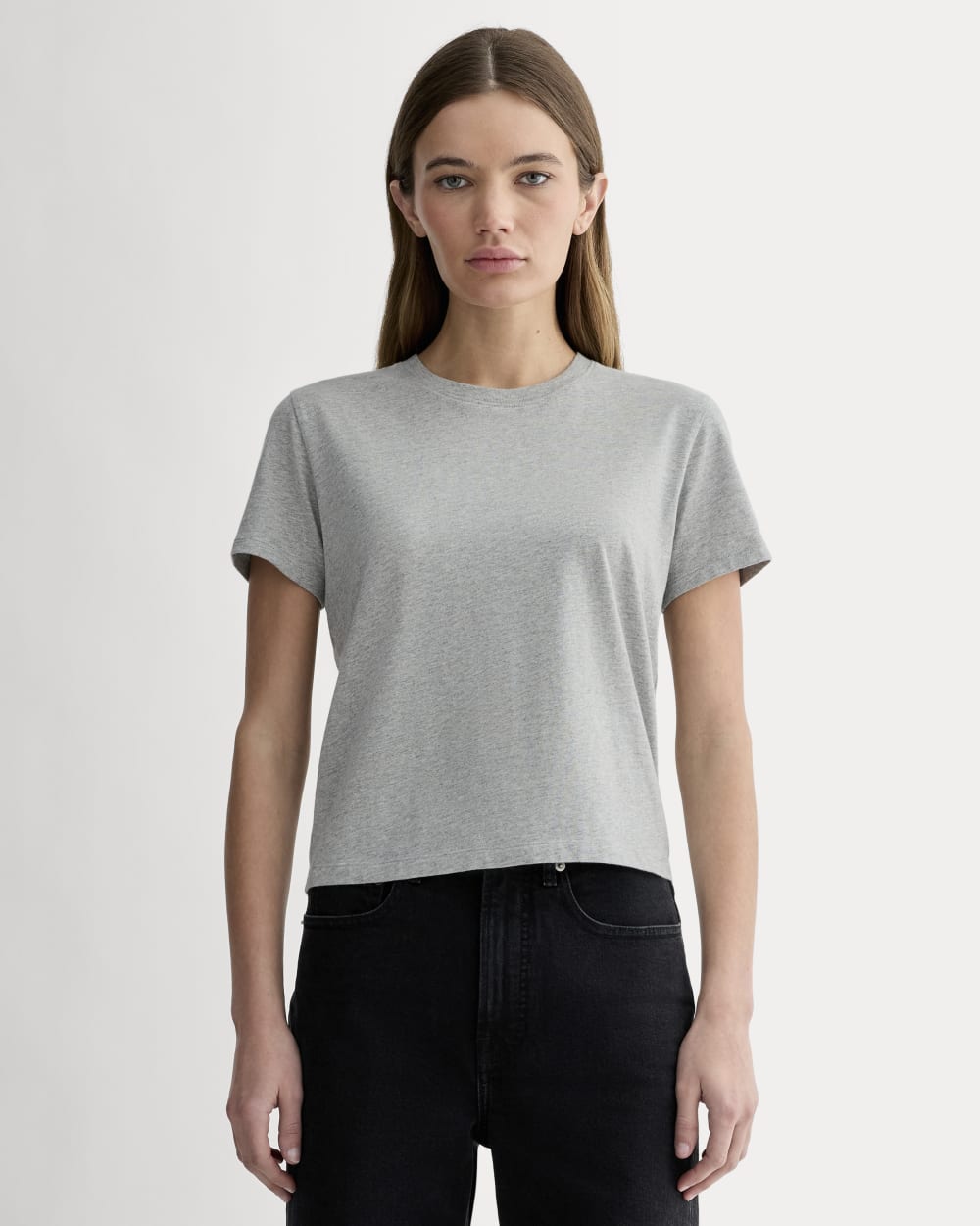 The Box-Cut Tee In Essential Cotton |  Heathered Grey | No Pocket