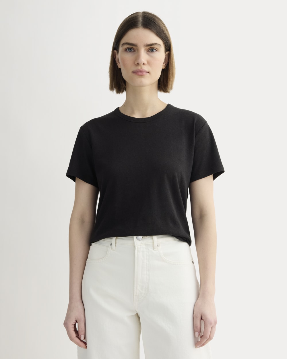 The Box-Cut Tee In Cotton Linen | Black
