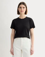 The Box-Cut Tee In Cotton Linen | Black
