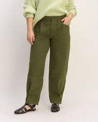 The Everlane X Marques' Almeida Canvas Oversized Barrel Pant | Deep Moss Green