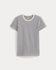 The Slim Crew In Essential Cotton | Bone / Pirate Black Stripe