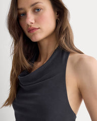 Halter Cowlneck Top In Butterknit | Black