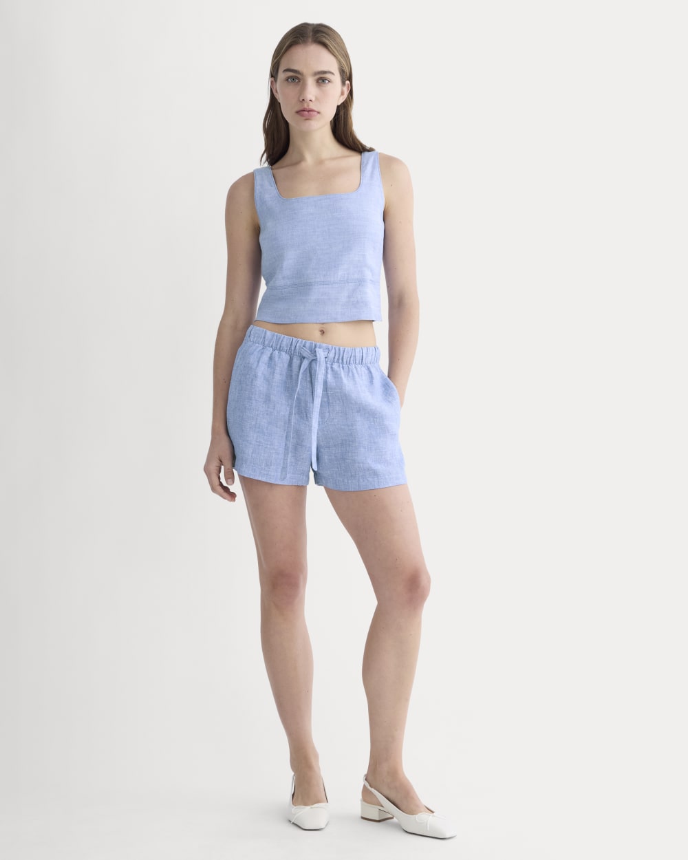 The Drawstring Boxer Short In Linen | Chambray