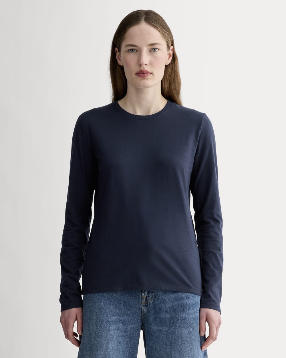 The Slim Long-Sleeve Crew In Essential Cotton | Navy