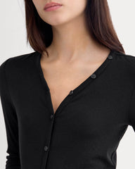Sheer V-Neck Cardigan In Butterluxe | Black