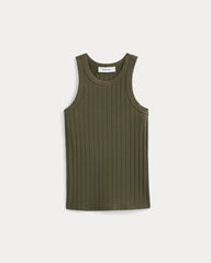 Racerback Tank In Pointelle | Olive Night