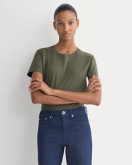 The Box-Cut Tee In Essential Cotton | Olive Night | No Pocket