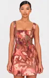 Brown Floral Corset A Line Shift Dress