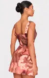 Brown Floral Corset A Line Shift Dress