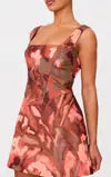 Brown Floral Corset A Line Shift Dress