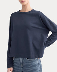 Oversized Boxy Crew In Essential Cotton | Deep Navy