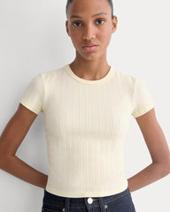Cropped Crew In Pointelle | Lemon Icing