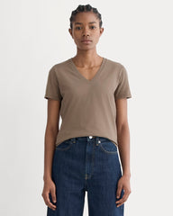The Slim V-Neck Tee In Essential Cotton | Clay