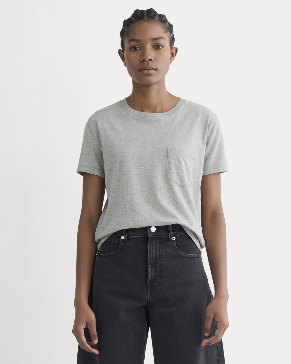 The Box-Cut Tee In Essential Cotton |  Heathered Grey | Pocket