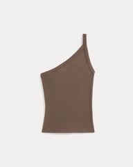 Retrosoft Cotton One-Shoulder Tank | Deep Taupe