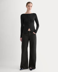Button-Up Top In Butterluxe | Black
