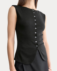 Sleeveless Button-Up In Butterluxe | Black