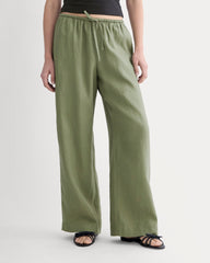 The Drawstring Pant In Linen | Lichen Green