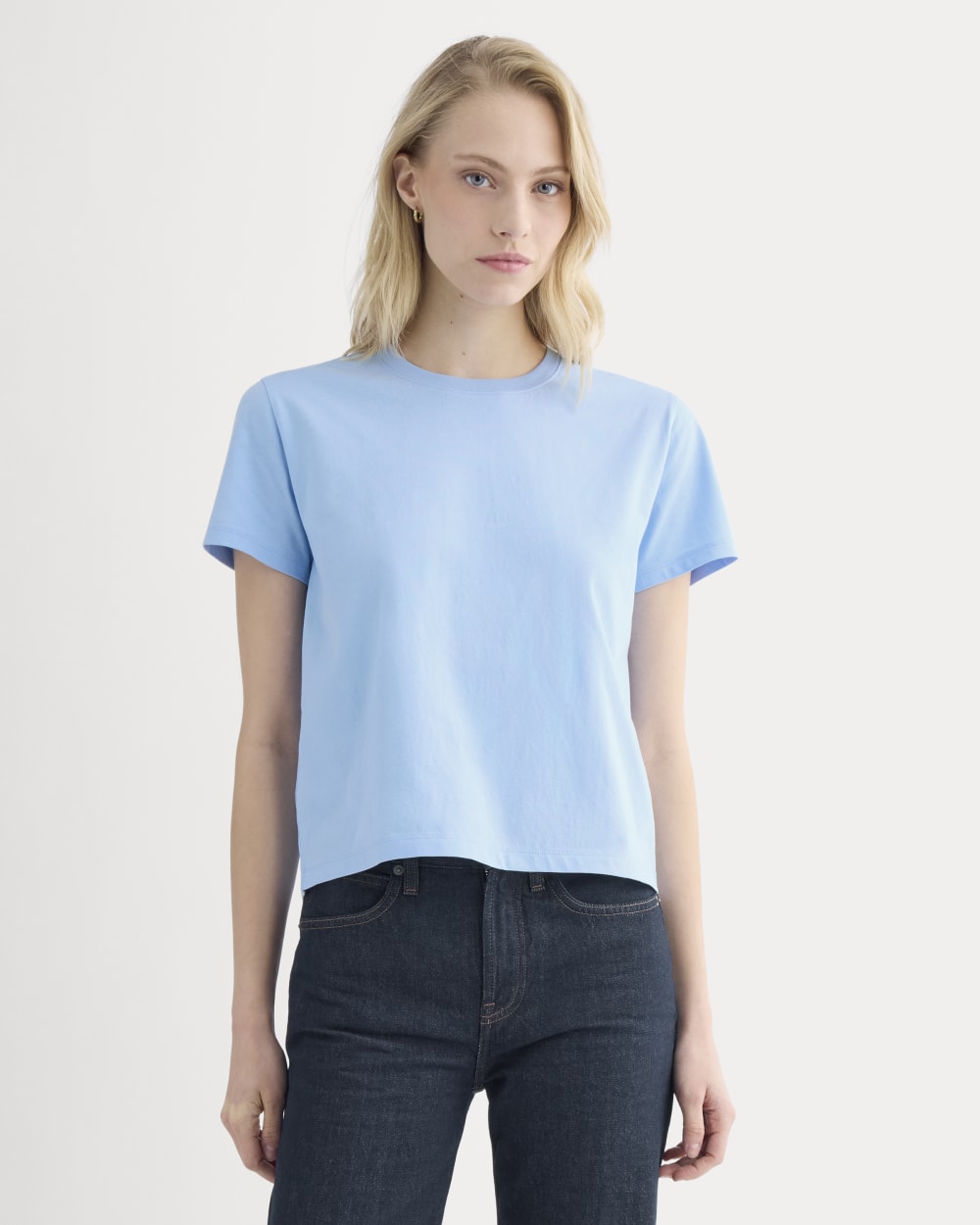 The Box-Cut Tee In Essential Cotton | Open Air Blue | No Pocket