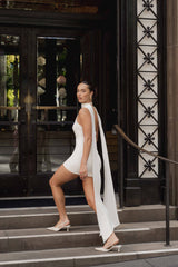 Mira Halter Mini Dress in White